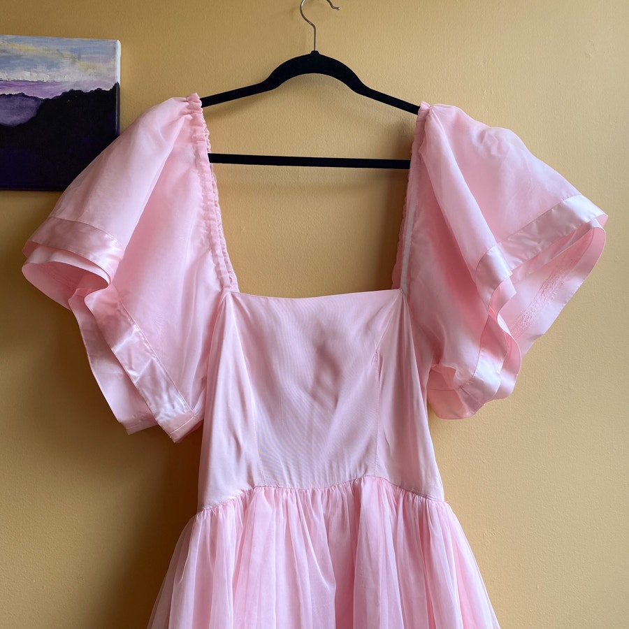 Bridesmaids Dress Vintage 80s Pink Formal Gown