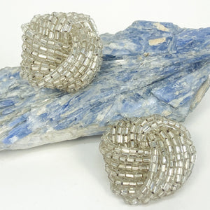 Beaded Knot Clip On Earrings Vintage
