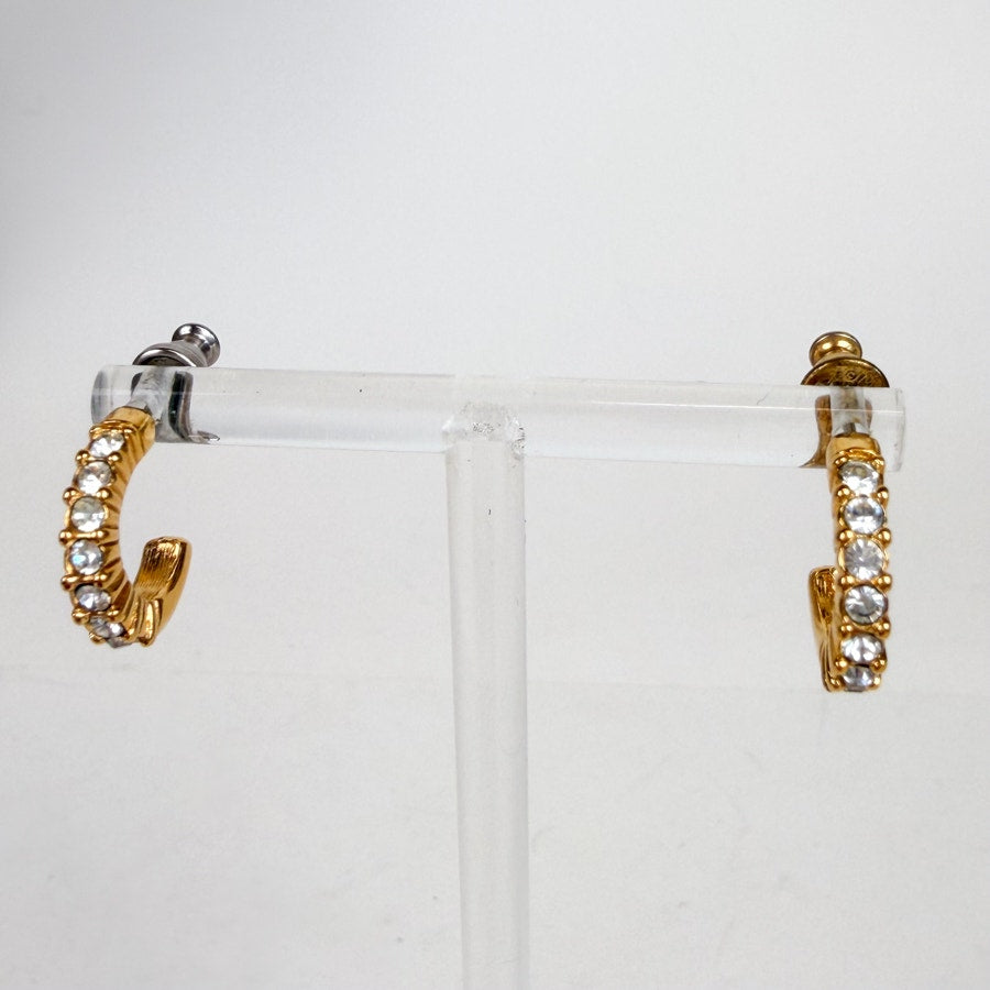 Little Gold-Tone .5 Inch Hoops Rhinestone Minimalist Style