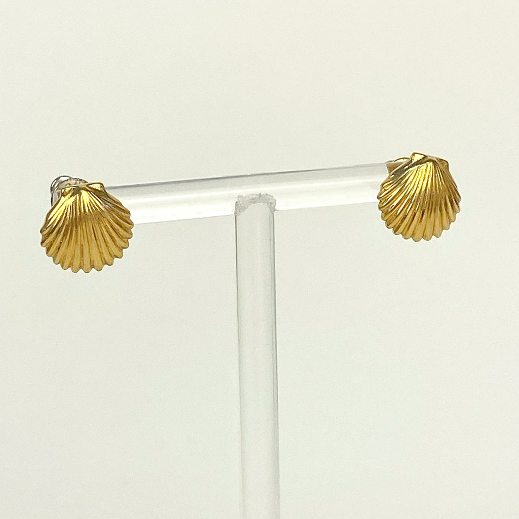 Napier Vintage Gold Earrings Little Shell Studs