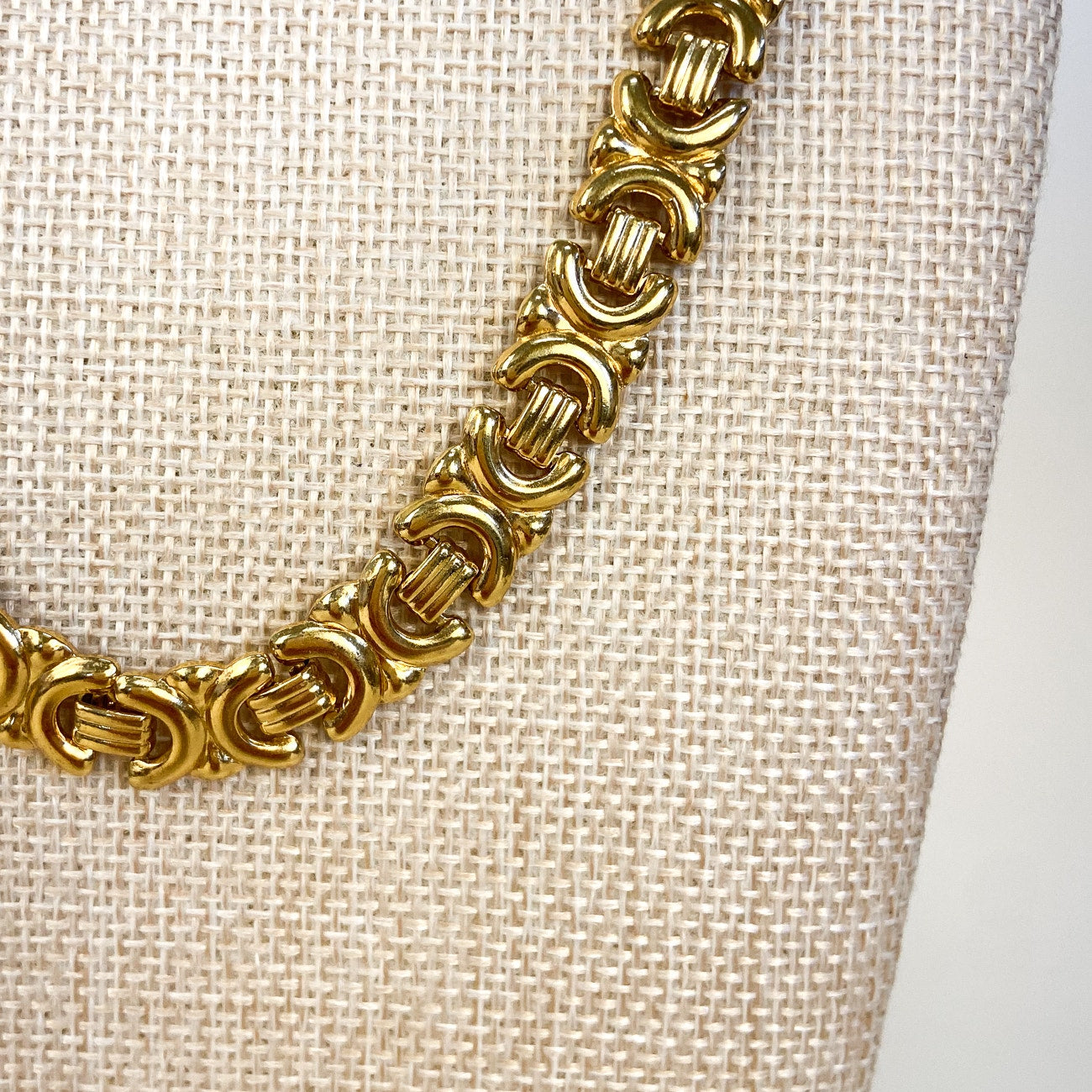Gold Tone Wide Chain Necklace Vintage 90s