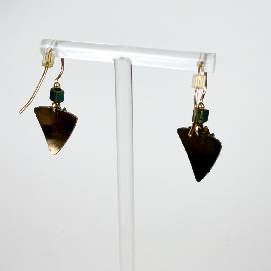 Green and Gold-Tone Celestial Earrings