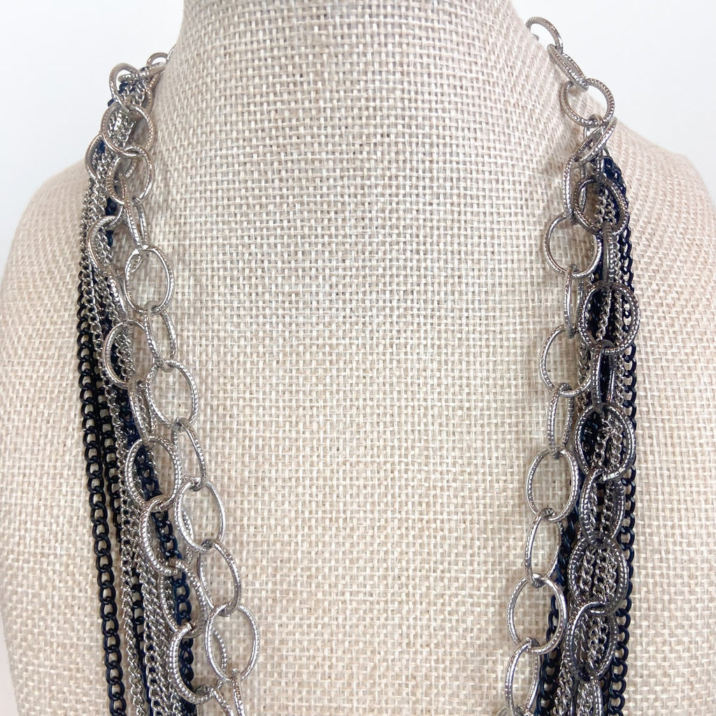 Indie Sleaze Multi-Strand Silver and Black New York and Company Necklace