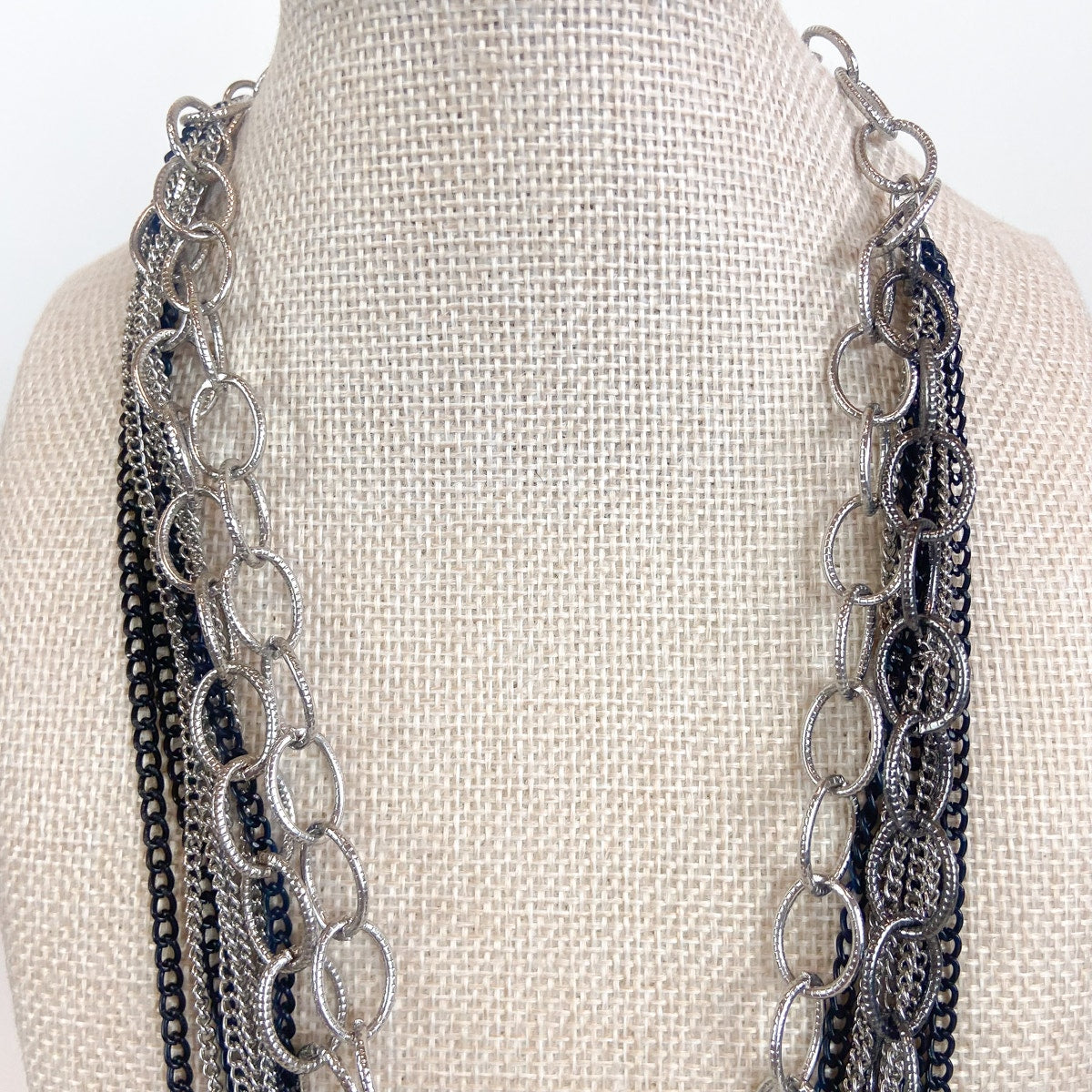 Indie Sleaze Multi-Strand Silver and Black New York and Company Necklace