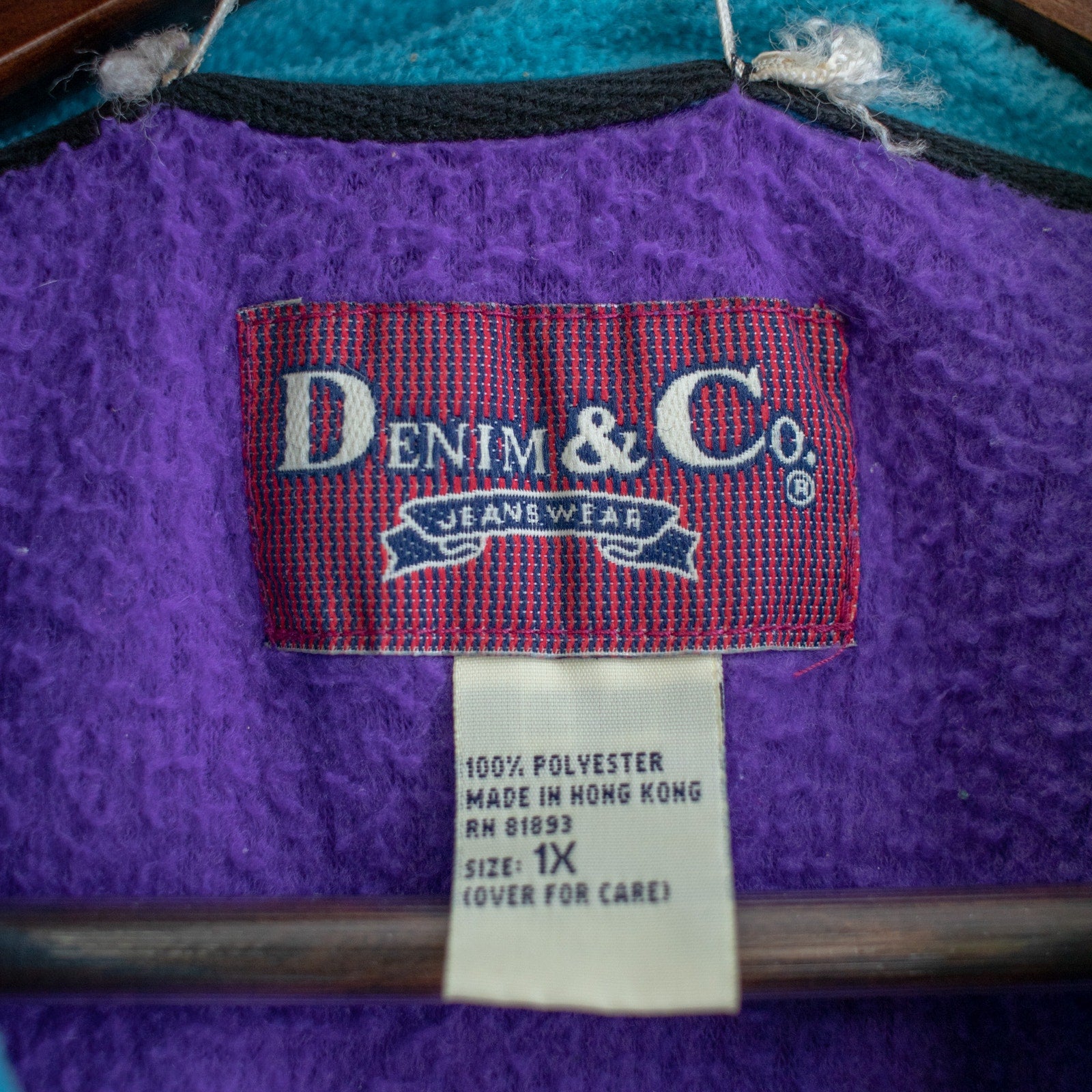 Denim & Co. 90s Color Block Fleece Zip-up Size 1X