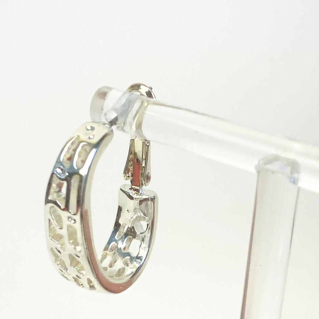 Silver Earrings Lacey Style Lightweight Silver Tone Earrings