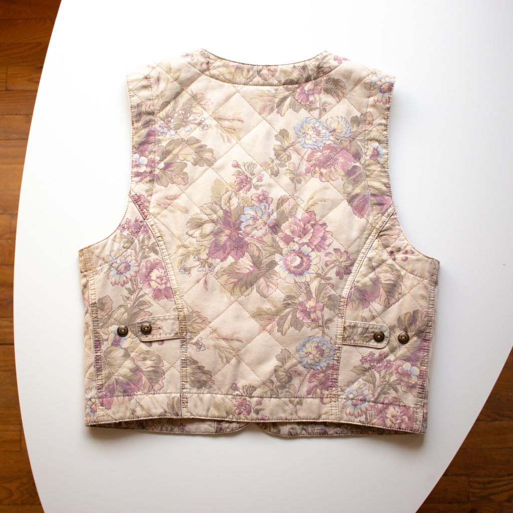 Liz Claiborne Y2K Floral Quilted Vest Size Small