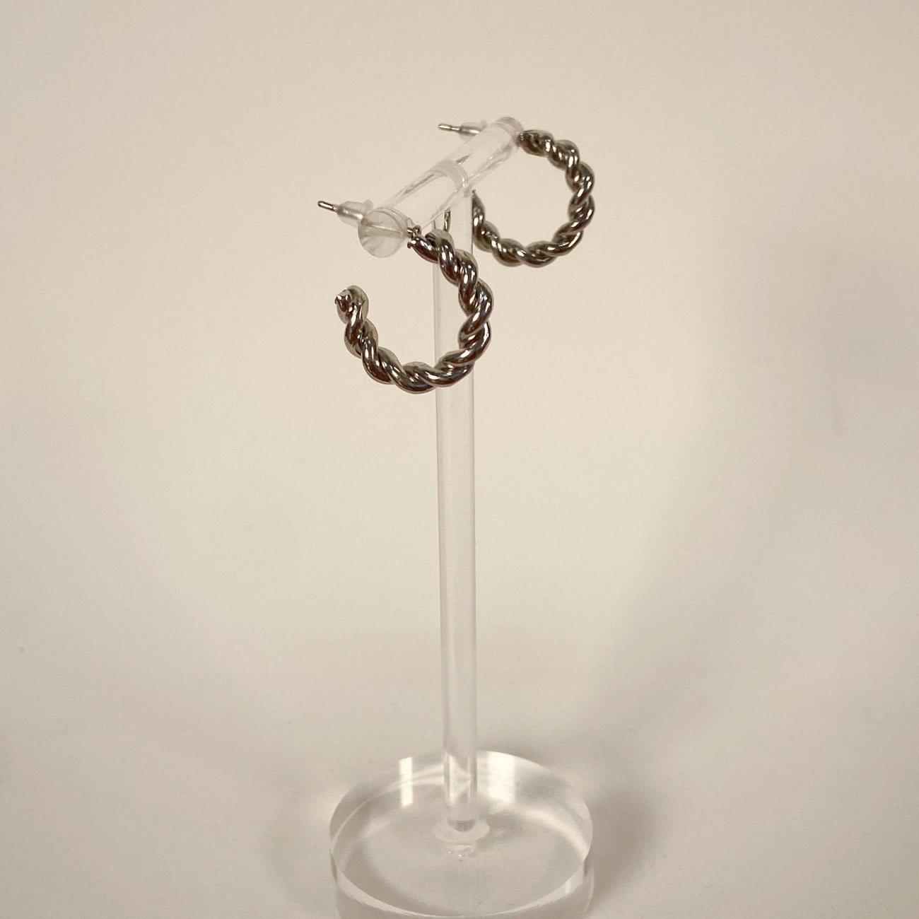Vintage Silver Twist Small Hoops