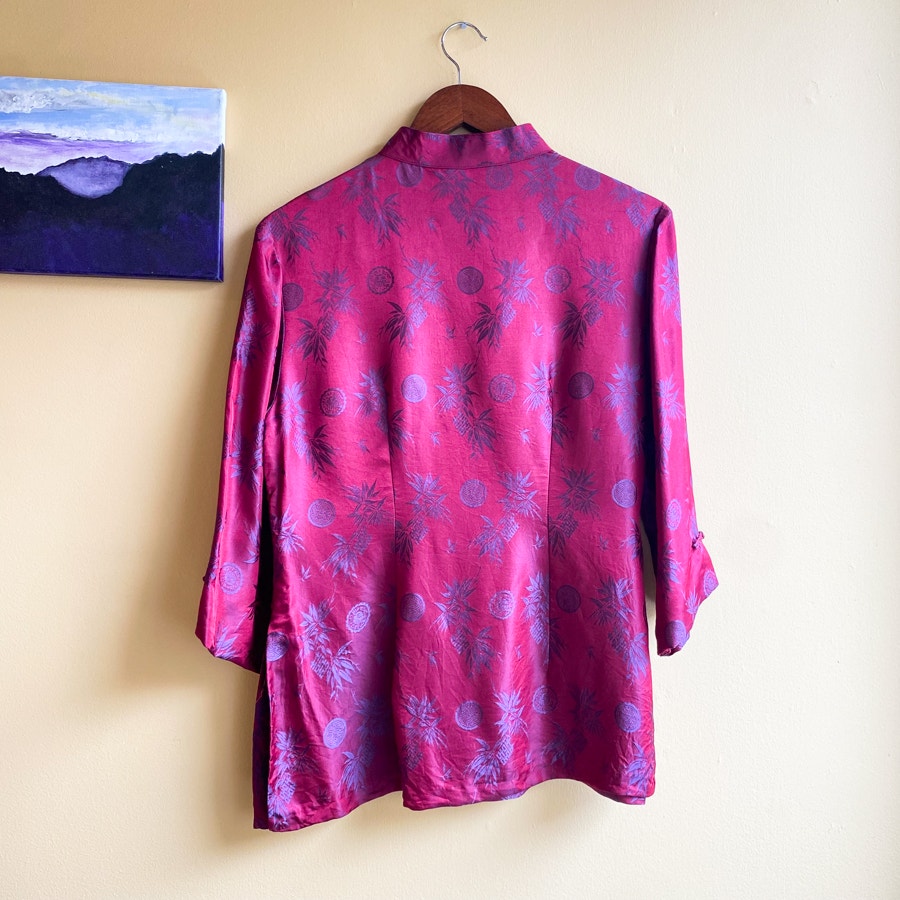 Cheong-Sam Top Red & Purple Size XL