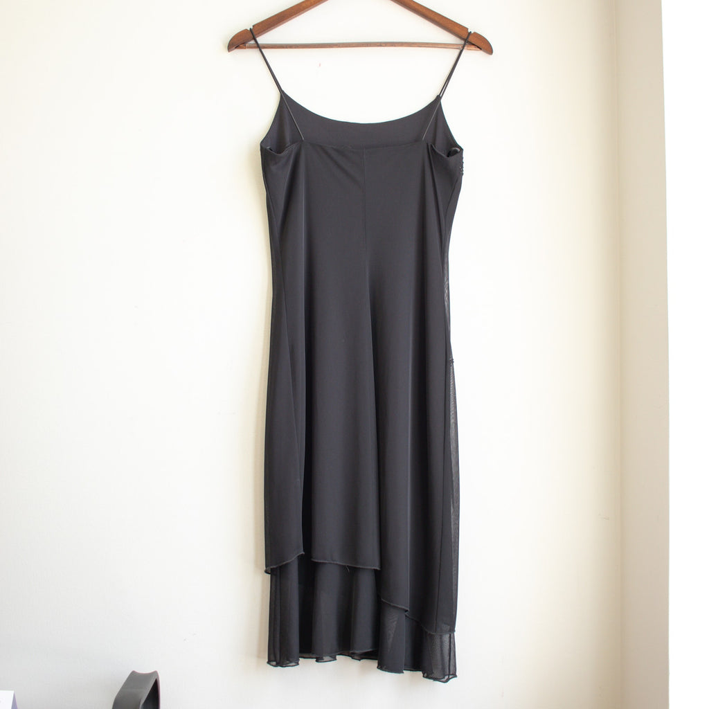 Y2K Black Beaded Layered Slip Dress Size Medium