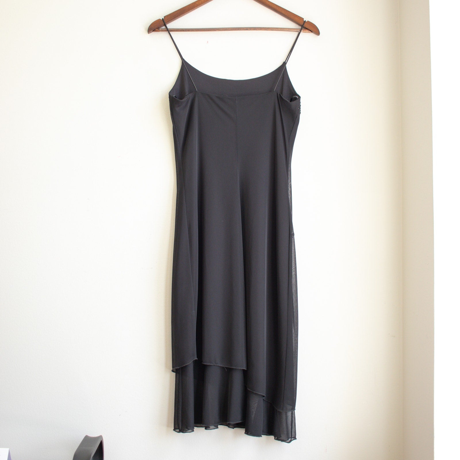 Y2K Black Beaded Layered Slip Dress Size Medium
