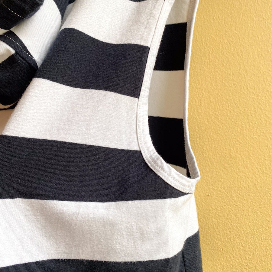 Sleeveless Hooded Nautical Tank Tibi Navy and White Striped Top