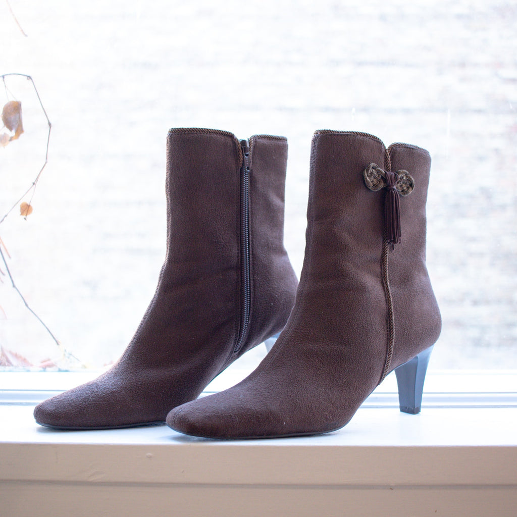 Studio Works Bohemian Brown Heeled Ankle Boots Size 9