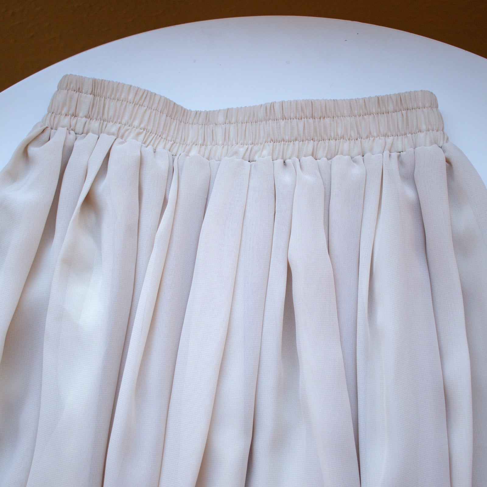 Beige Pleated A-Line Maxi Skirt Size Small