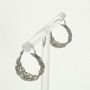 Silver Filigree Lace Hoop Earrings Vintage