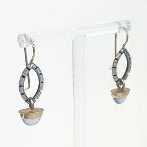 Gold and Sterling Silver Purple Moonstone Drop Earrings