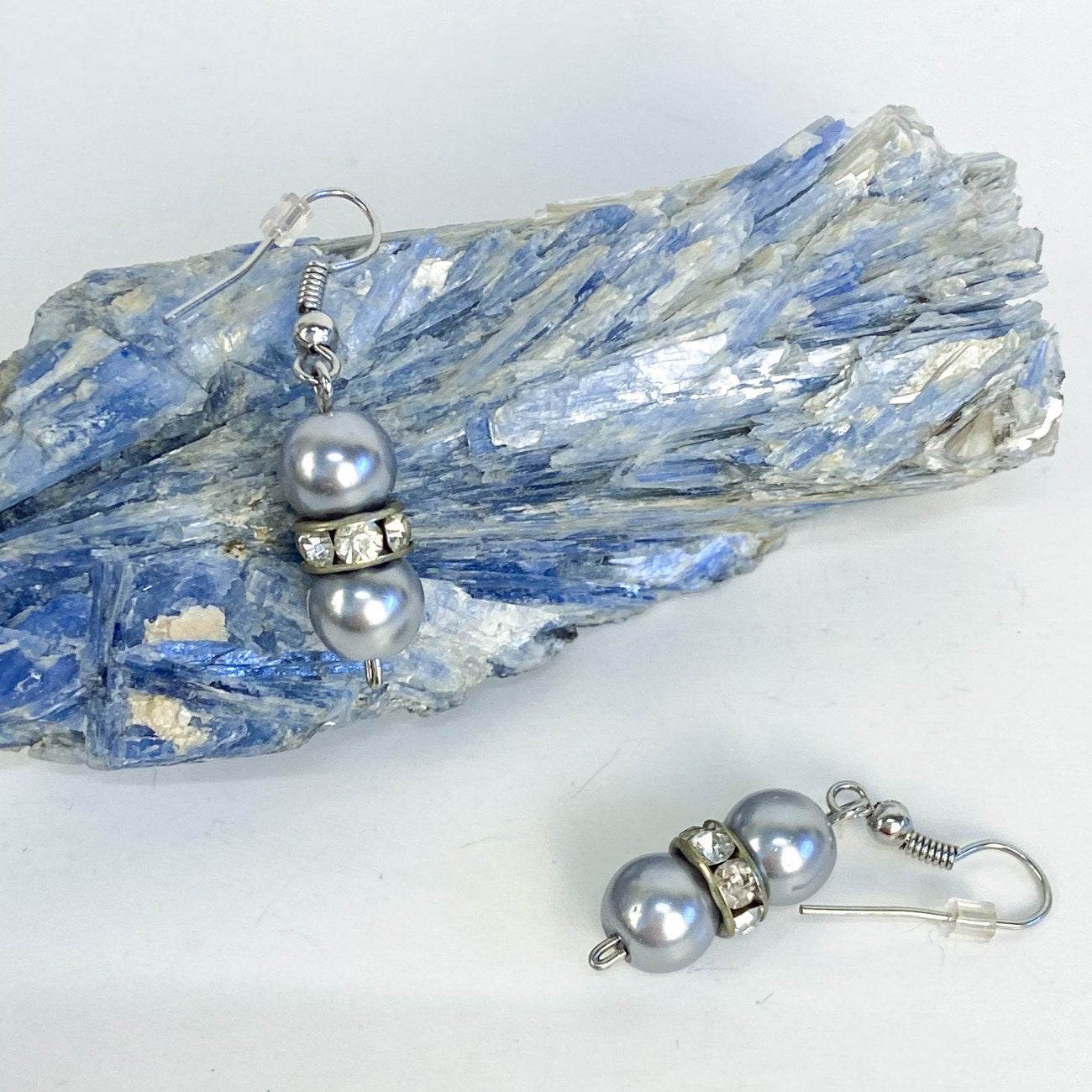 Silver Earrings Vintage Dangly Pearl Bead Earrings