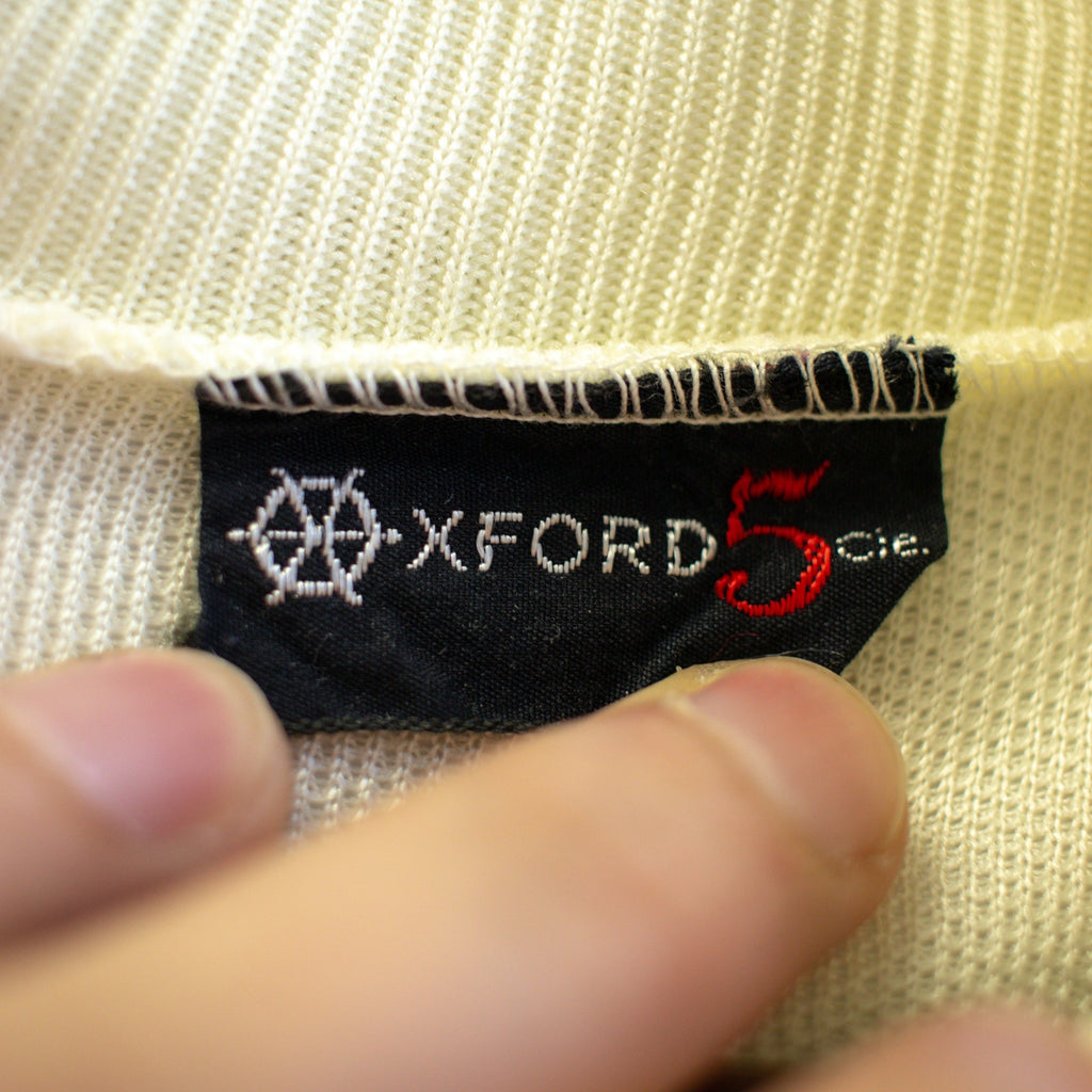 Vintage Long Line Cream Mock Neck Long Sleeve Size Large