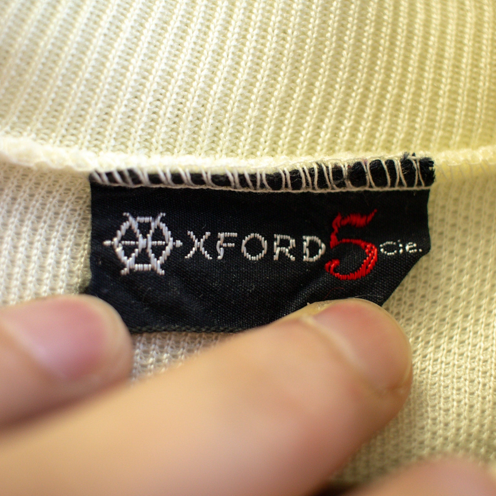 Vintage Long Line Cream Mock Neck Long Sleeve Size Large