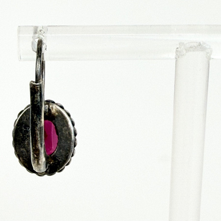 Sterling Silver Stone Inlay Estate Earrings