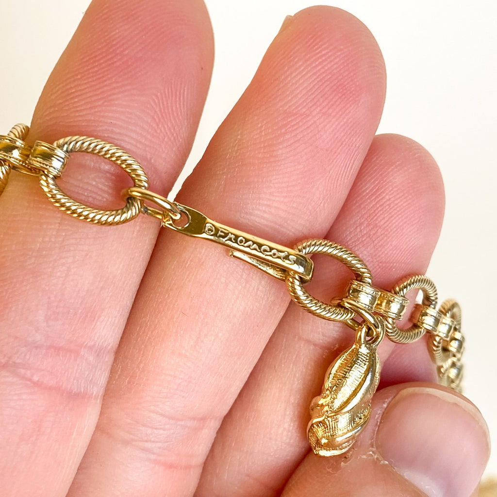Francois Vintage Necklace Bracelet Set Matching Gold Tone Costume Jewelry