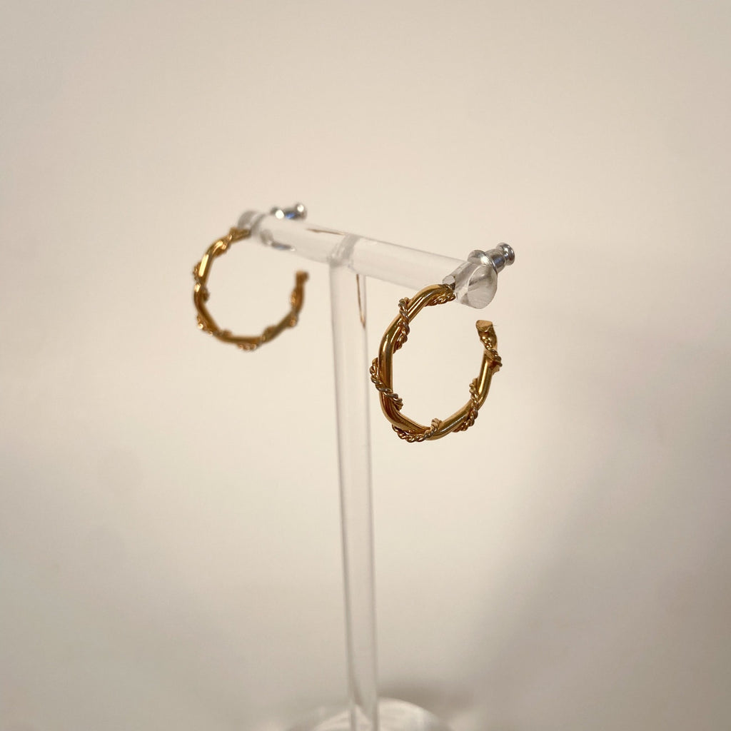 Vintage Twist Small Gold Hoops