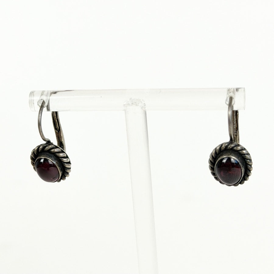 Sterling Silver Stone Inlay Estate Earrings