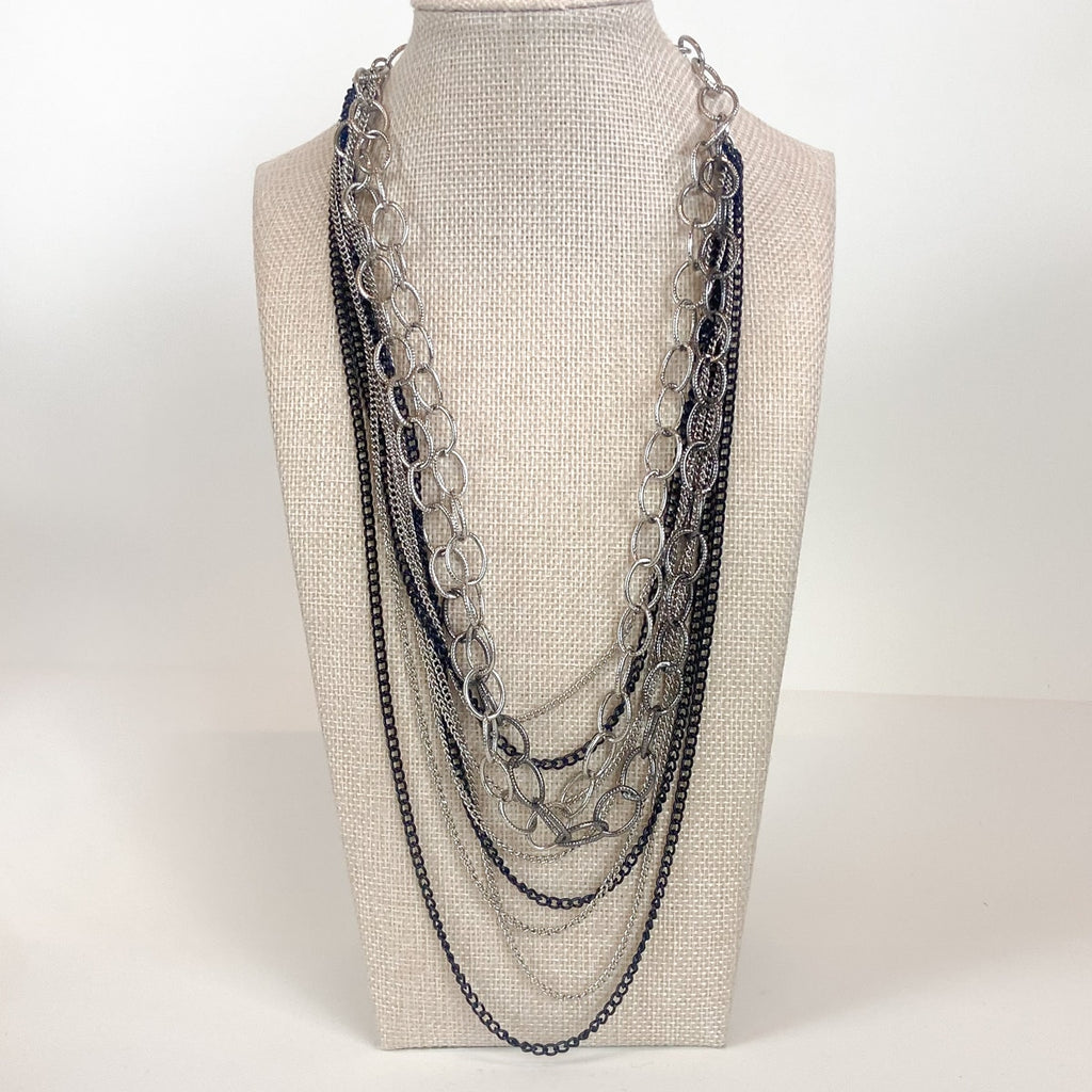 Indie Sleaze Multi-Strand Silver and Black New York and Company Necklace