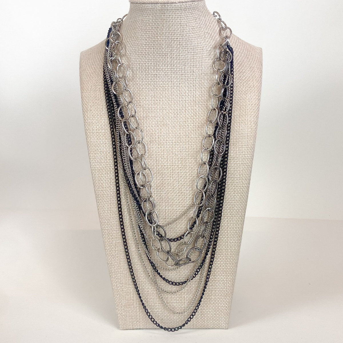 Indie Sleaze Multi-Strand Silver and Black New York and Company Necklace