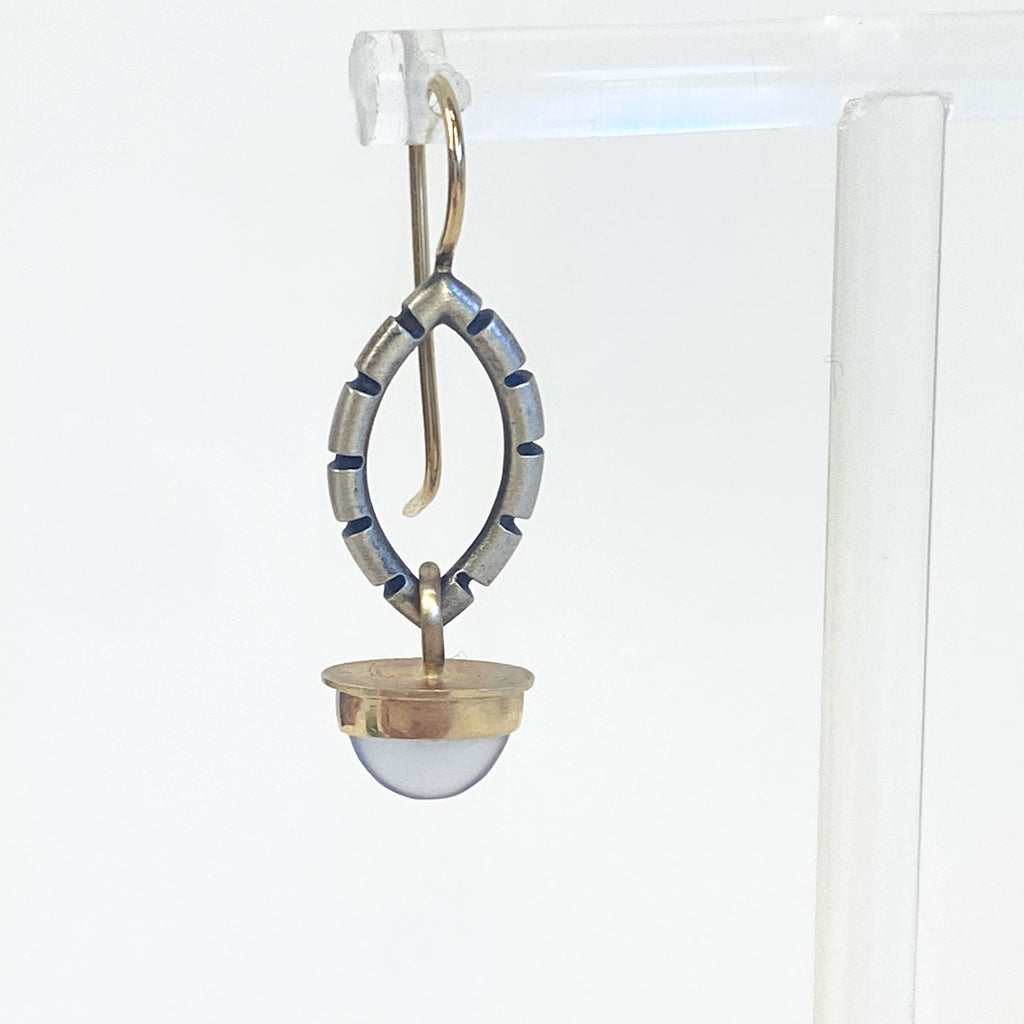 Gold and Sterling Silver Purple Moonstone Drop Earrings