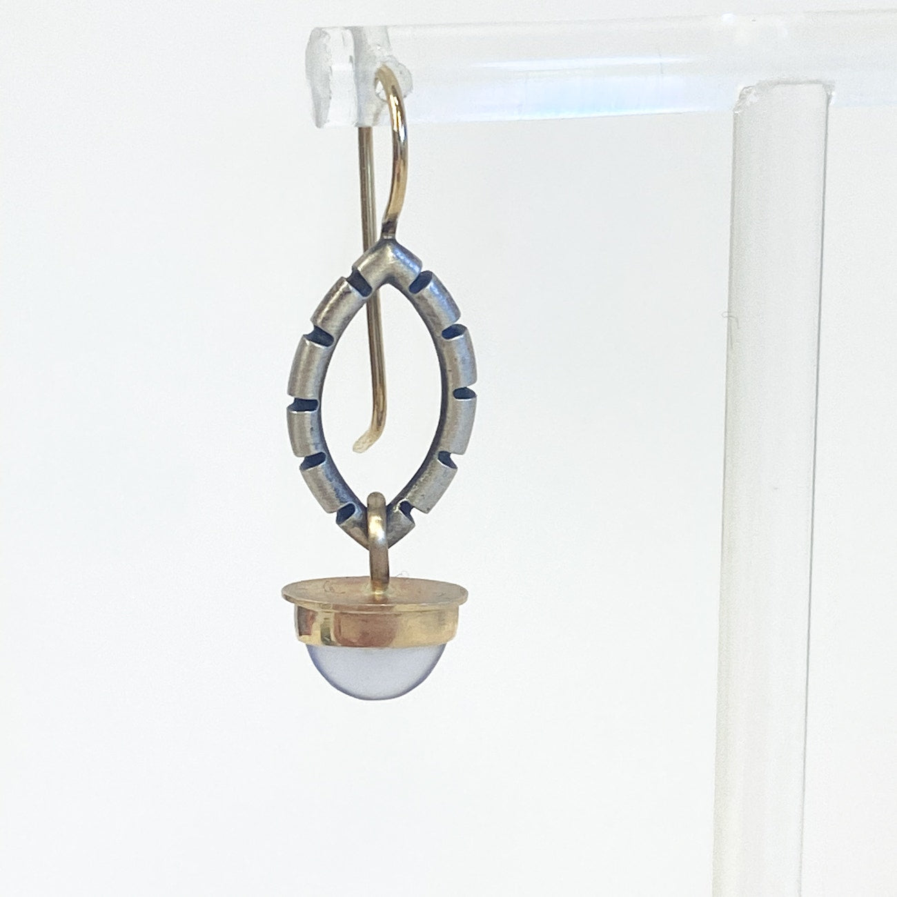Gold and Sterling Silver Purple Moonstone Drop Earrings