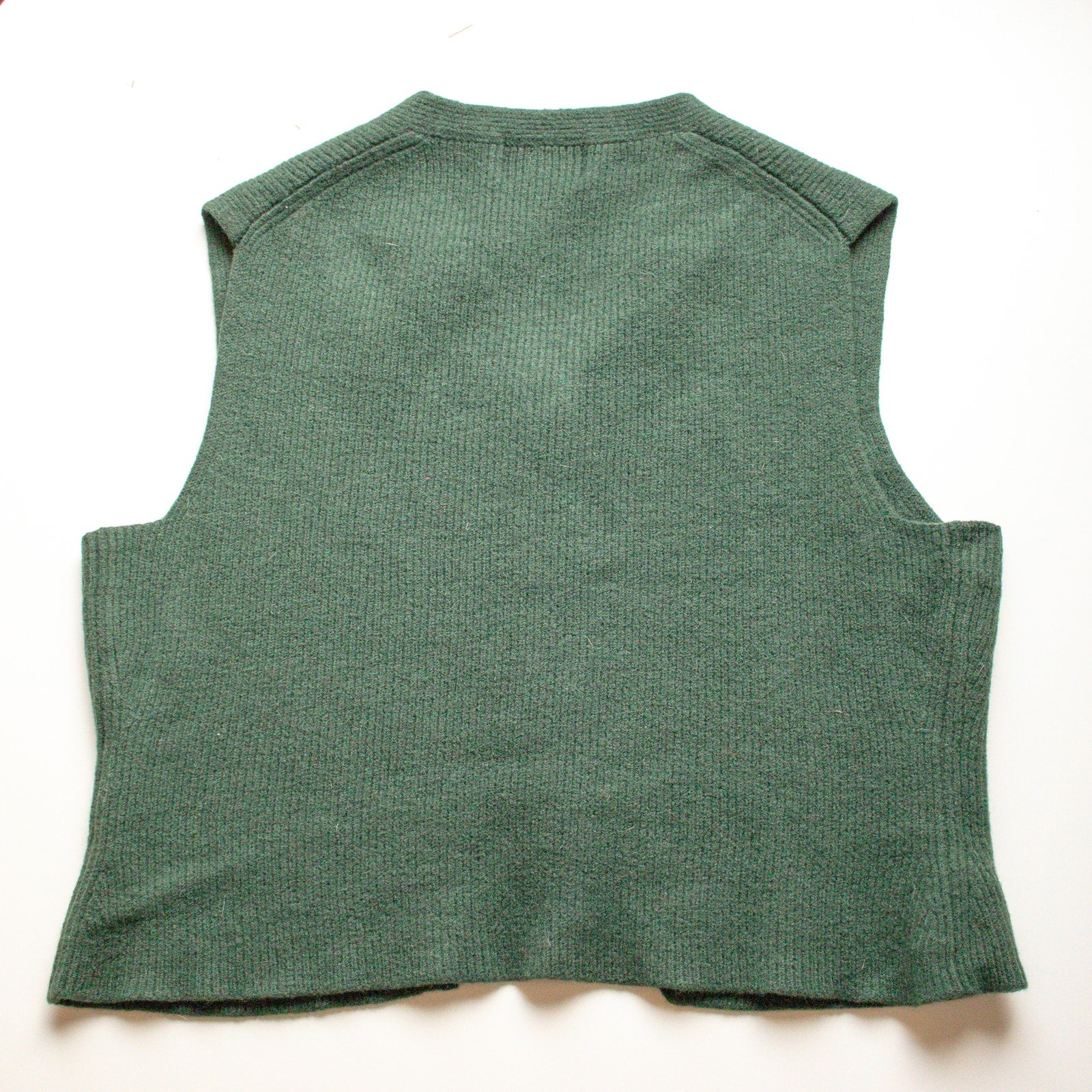 Vintage Field Manor Ribbed Forest Green Wool Sweater Vest Size Large