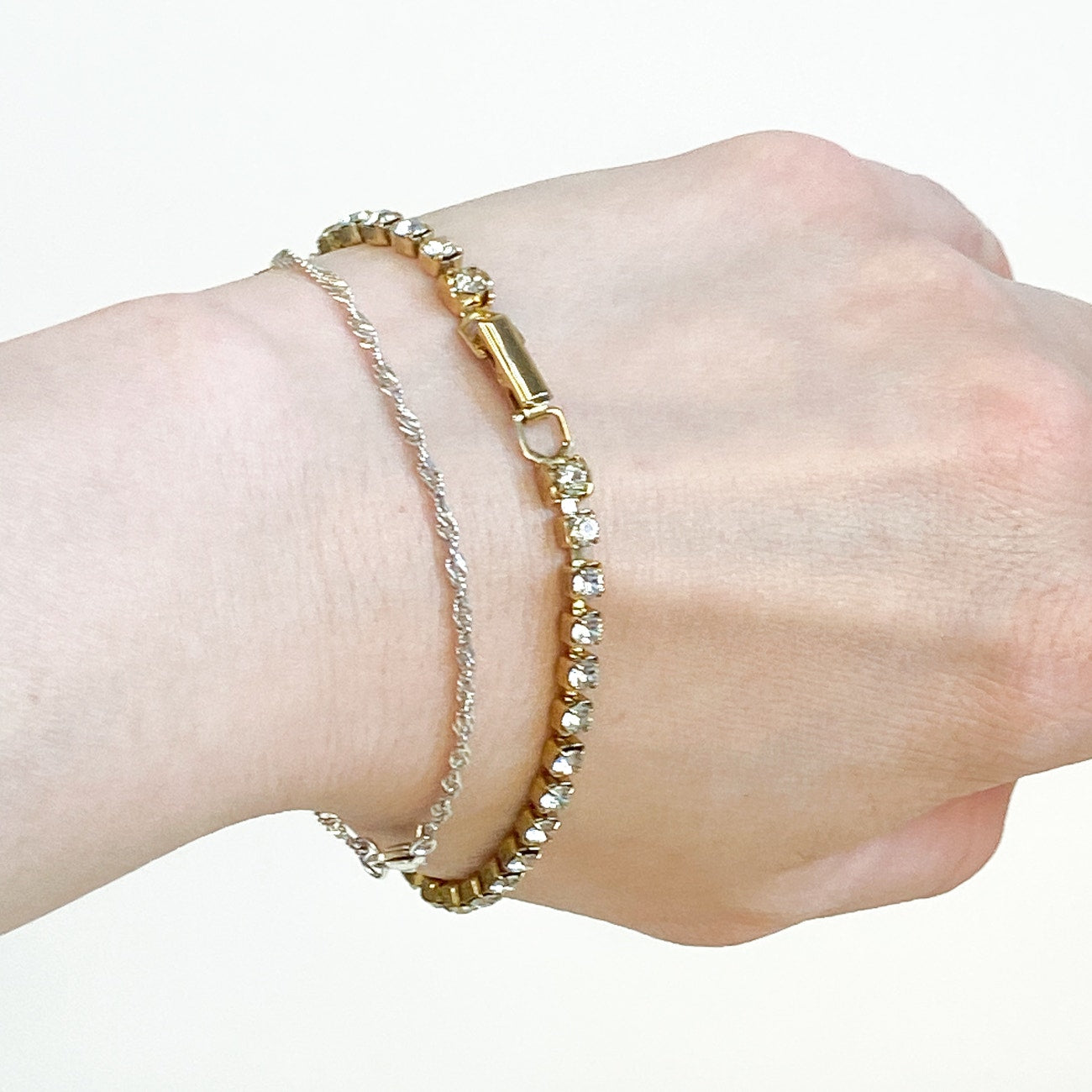 Diamond Style Gold Tone Tennis Bracelet Vintage Jewelry