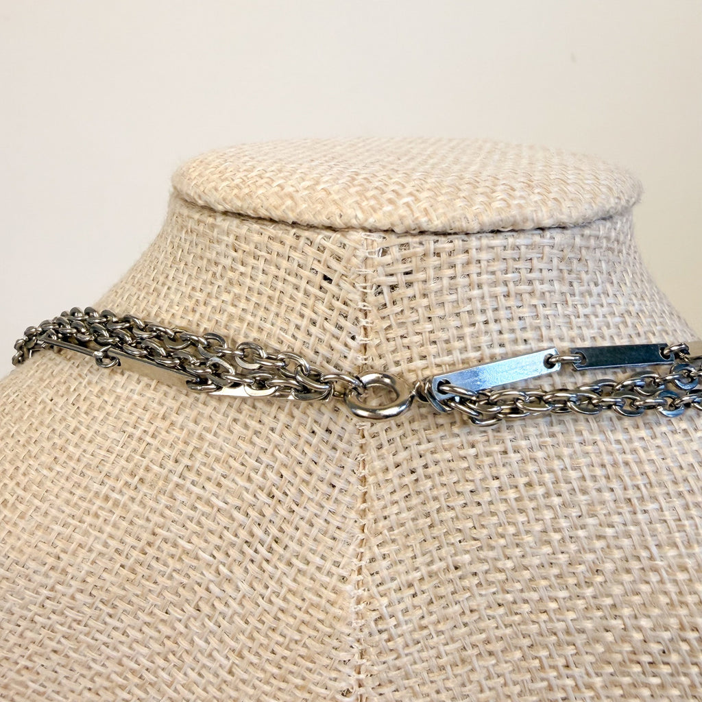Silvery Multi-Strand Station Necklace