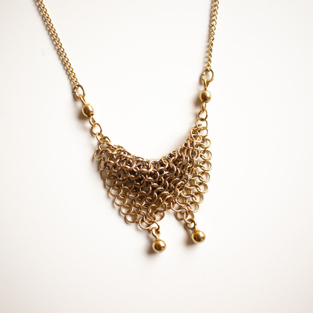 Whiting & Davis Mesh Necklace Gold Tone Vintage