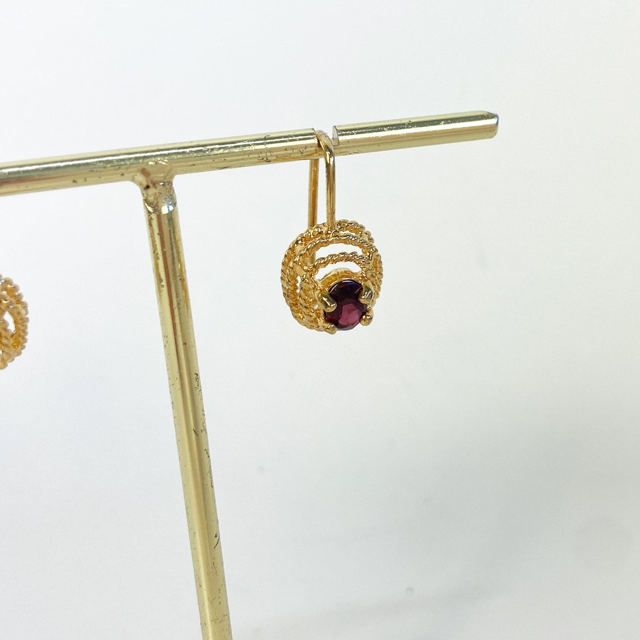 Tuscan Mom Aesthetic Garnet Earrings Victorian Bohemian Vintage Gold tone Estate Jewelry
