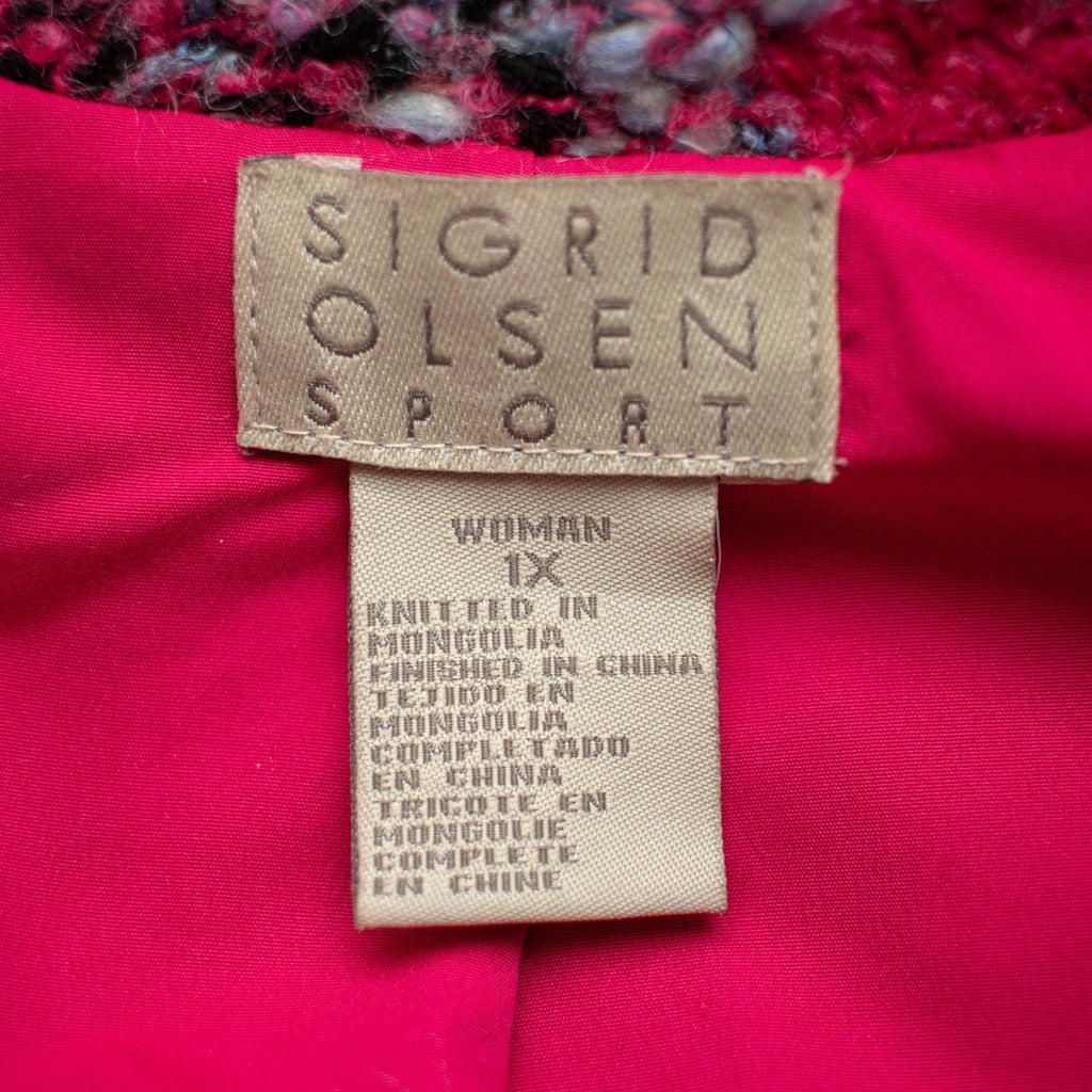 Sigrid Olsen Sport Pink and Blue Mid Length Lined Jacket Size Women's 1X
