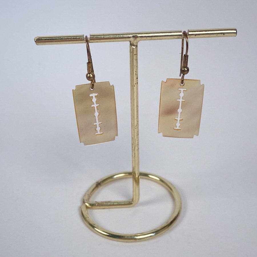 Vintage Mother of Pearl Razor Blade Earrings