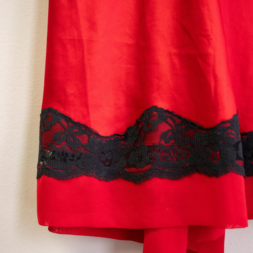 Jezebel Red and Black Lace Silky Slip Nighty Size Large