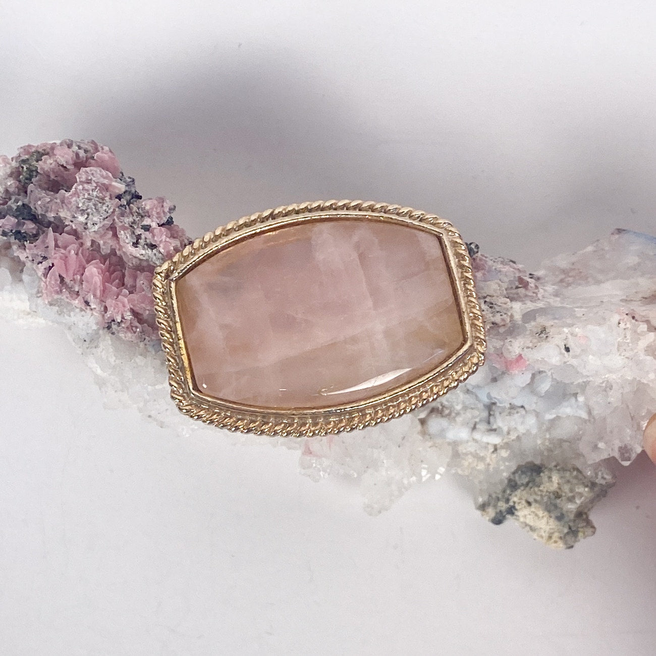 Pink Gemstone Gold Tone Brooch