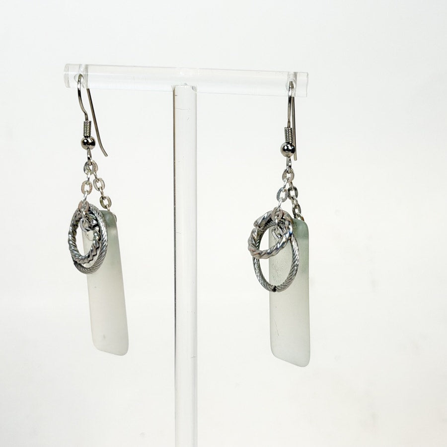 Boho Seaglass Layered Earrings Silvery