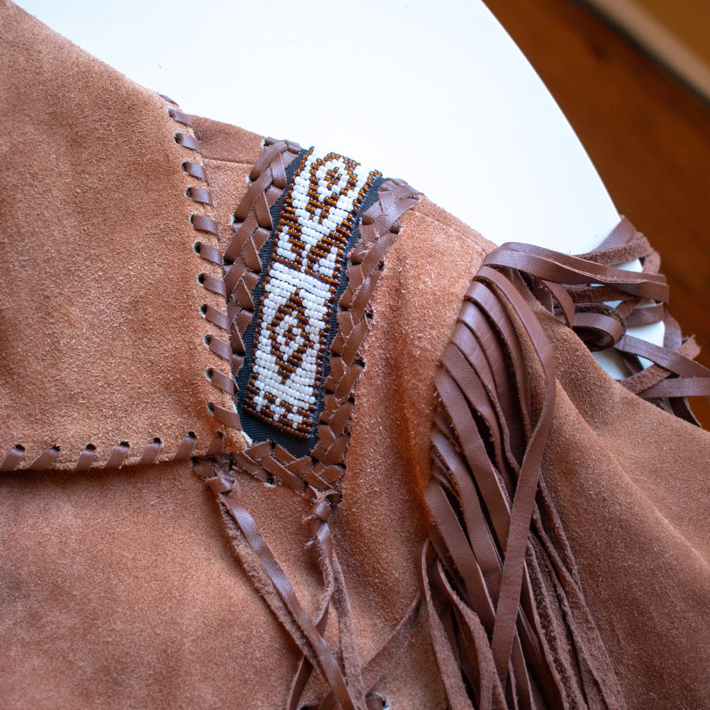 Vintage Genuine Leather Western Traditional Fringed Leather Jacket Size Medium