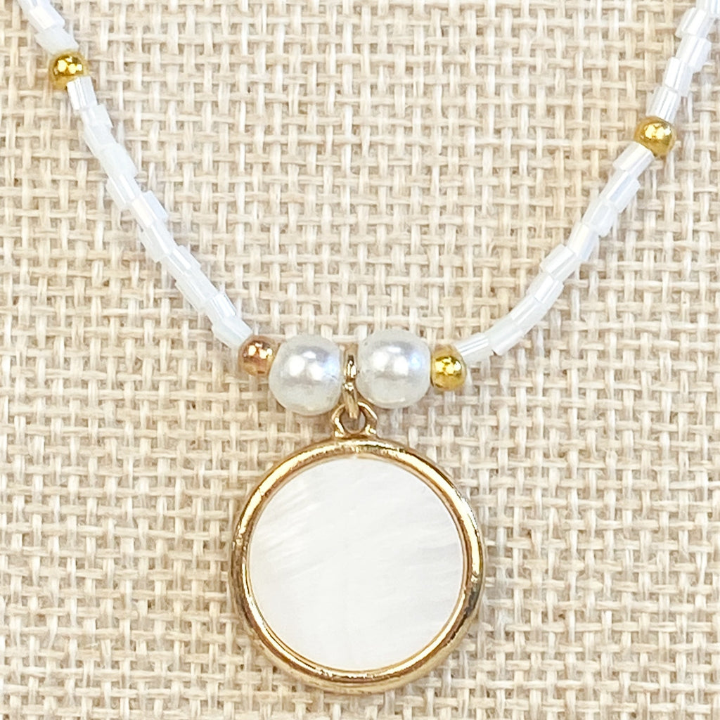 Beachy White Shell Bead Necklace