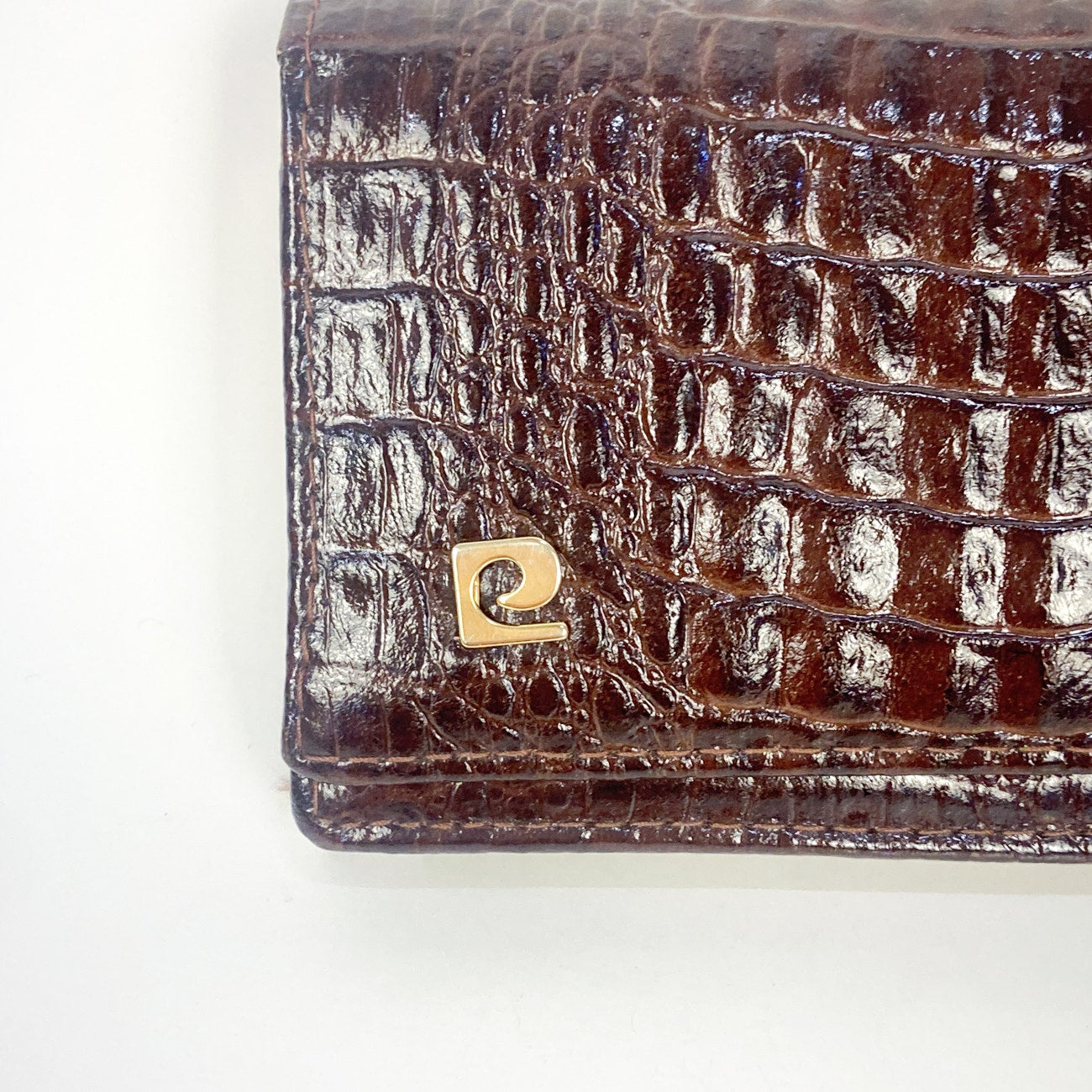 Brown Leather Wallet Pierre Cardin Vintage 80s