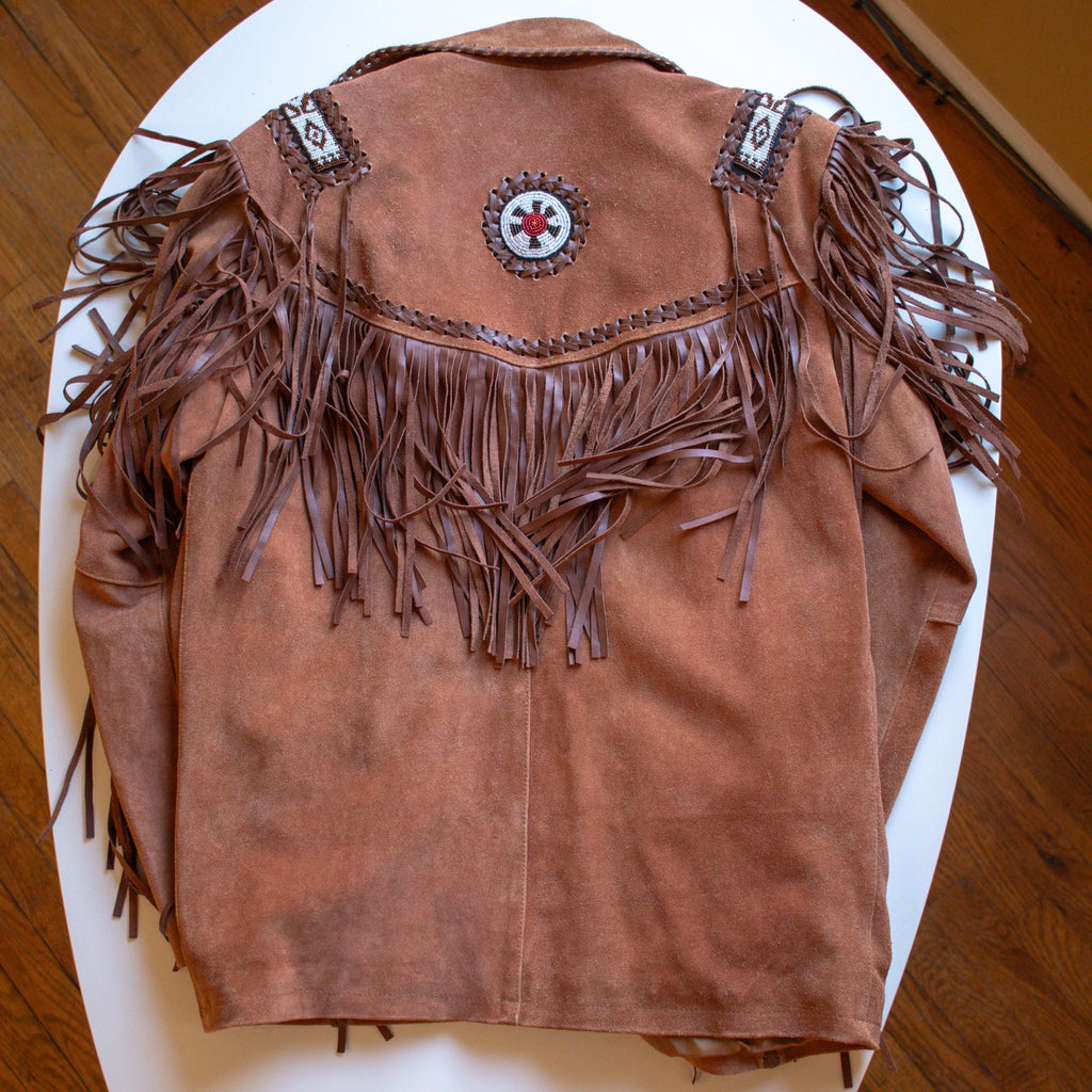 Vintage Genuine Leather Western Traditional Fringed Leather Jacket Size Medium
