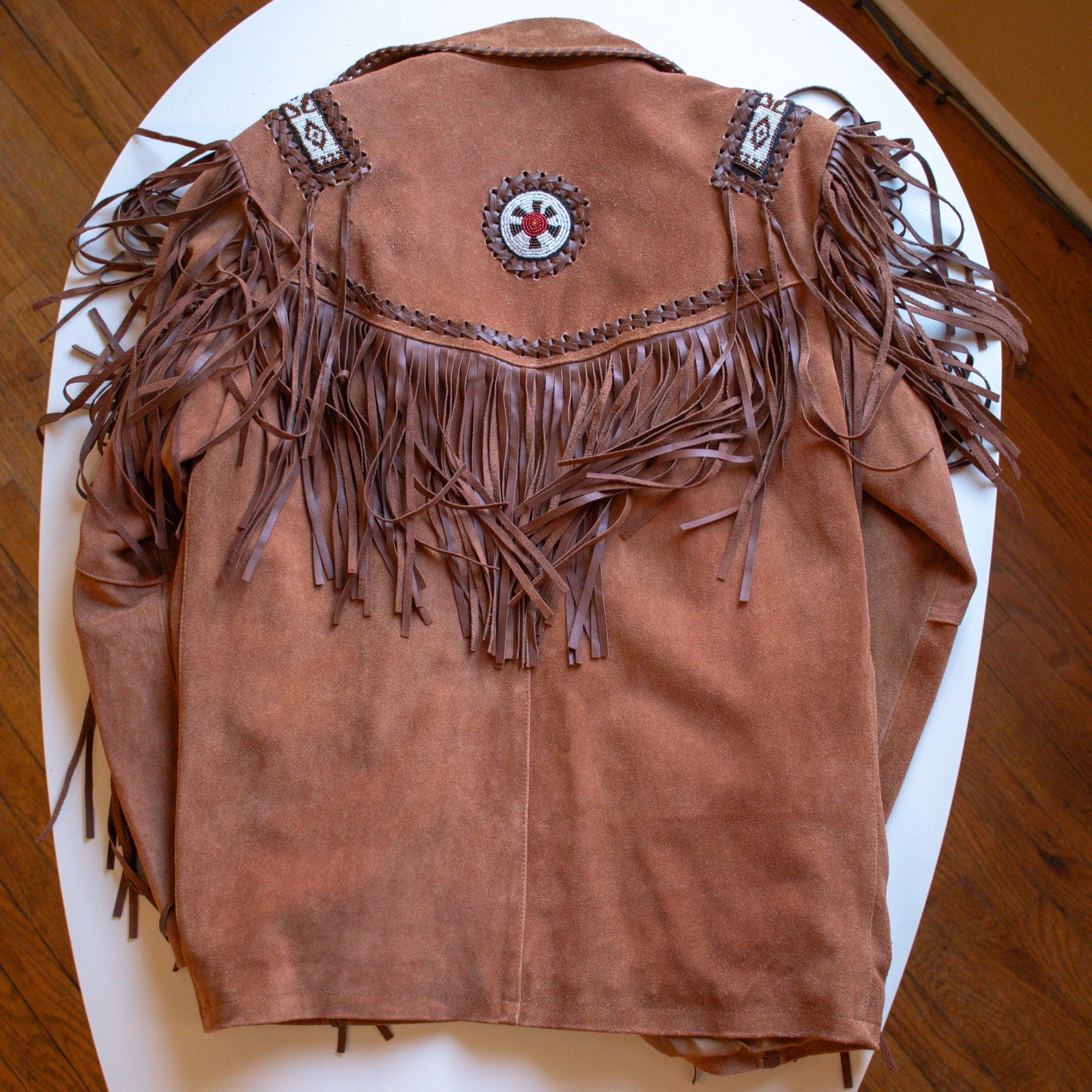 Vintage Genuine Leather Western Traditional Fringed Leather Jacket Size Medium