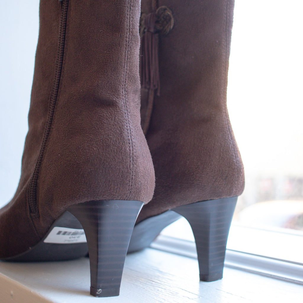 Studio Works Bohemian Brown Heeled Ankle Boots Size 9