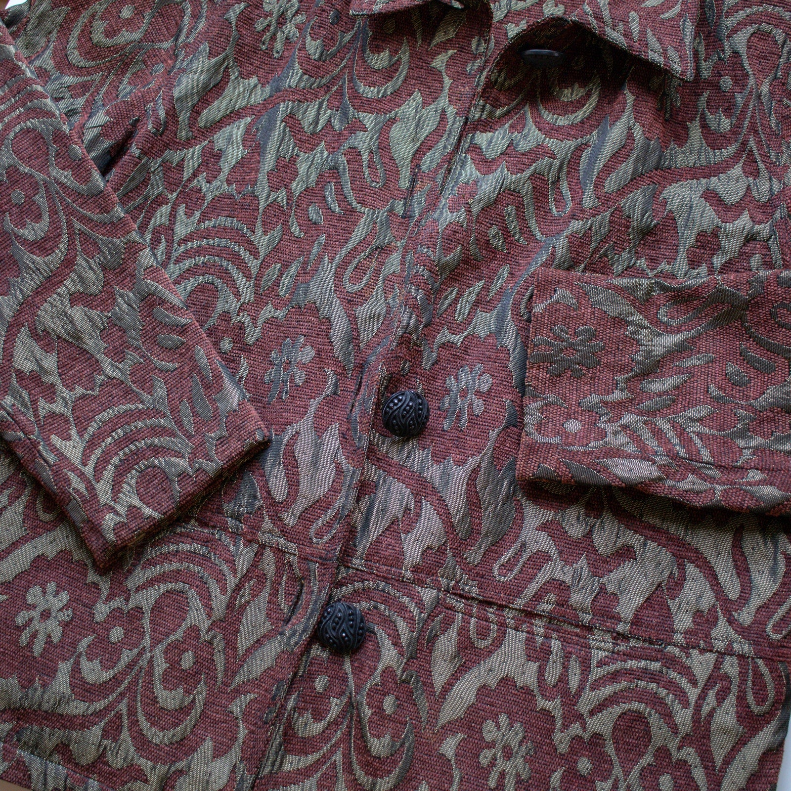 Vintage Indigo Man Red and Gold Paisley Button-up Blazer Size Small