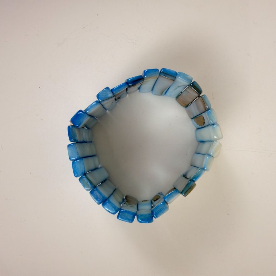 Vintage Mother of Pearl Blue-Colored Shell Bangle