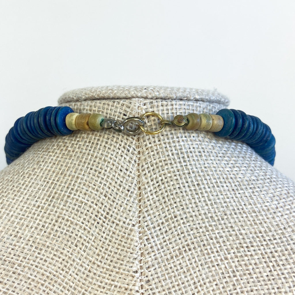 Blue Button Necklace Vintage